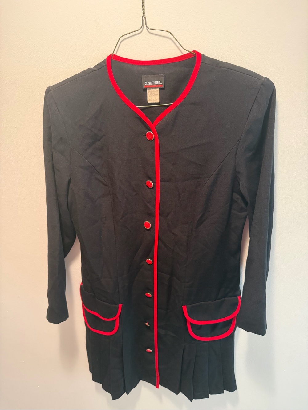 Vintage Sophisticated Black Dress with Red Trim